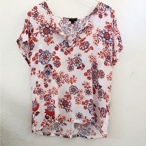 AnnTaylor Short Sleeve Floral Blouse Size Large